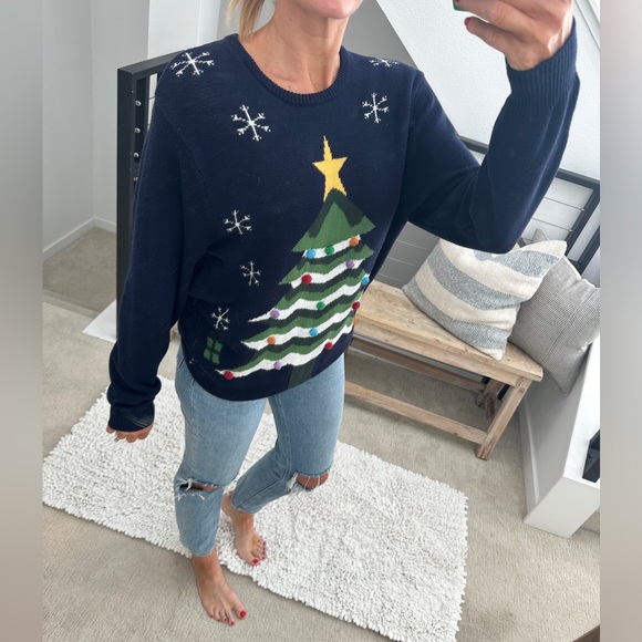 Route 66 Men’s Navy Festive Christmas Tree Holiday Ugly Sweater Party Winter M - Picture 4 of 11
